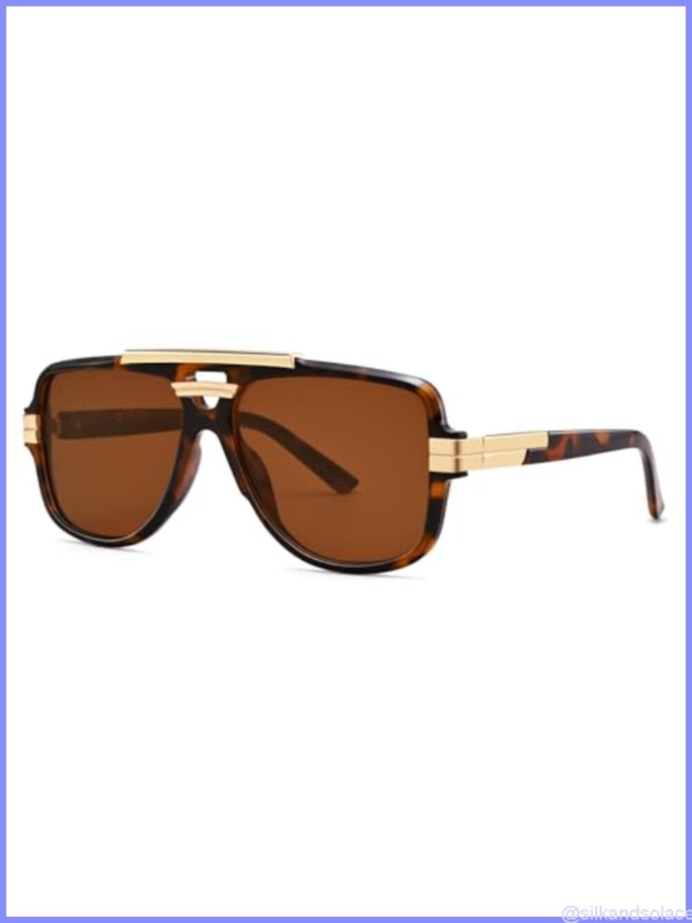 Oversized Square Double Bridge Aviator Sunglasses UV400 PC Frame